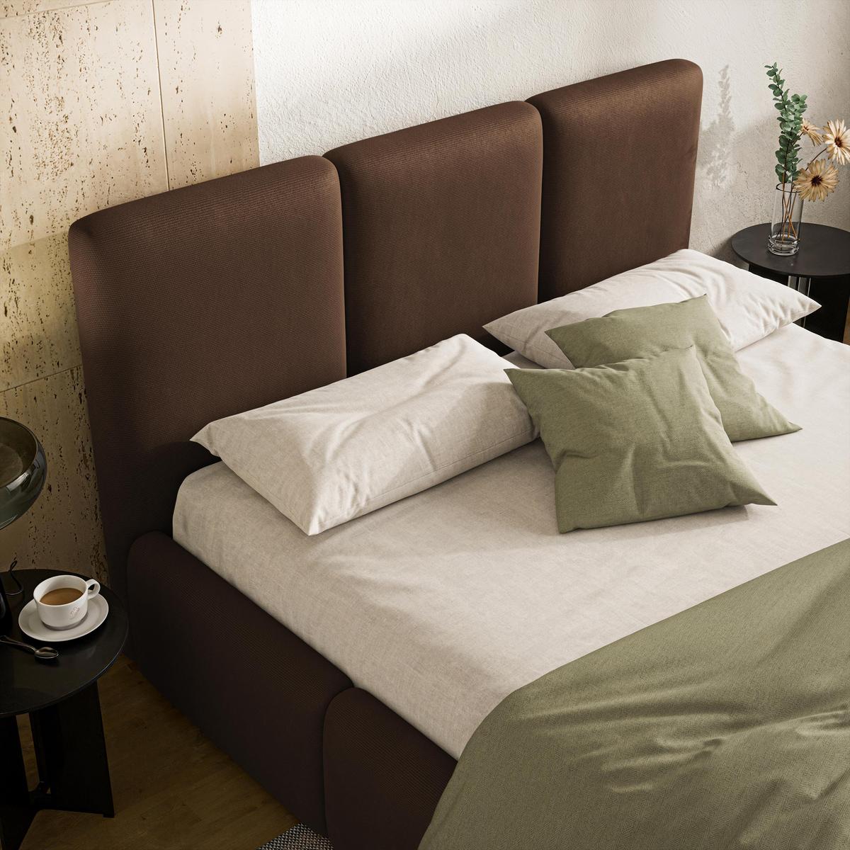 POLSTERBETT ARSIL 180x200 cm mit Bettkästen - Braun - Braun, Holz/Textil (180/200cm) - MASSENO