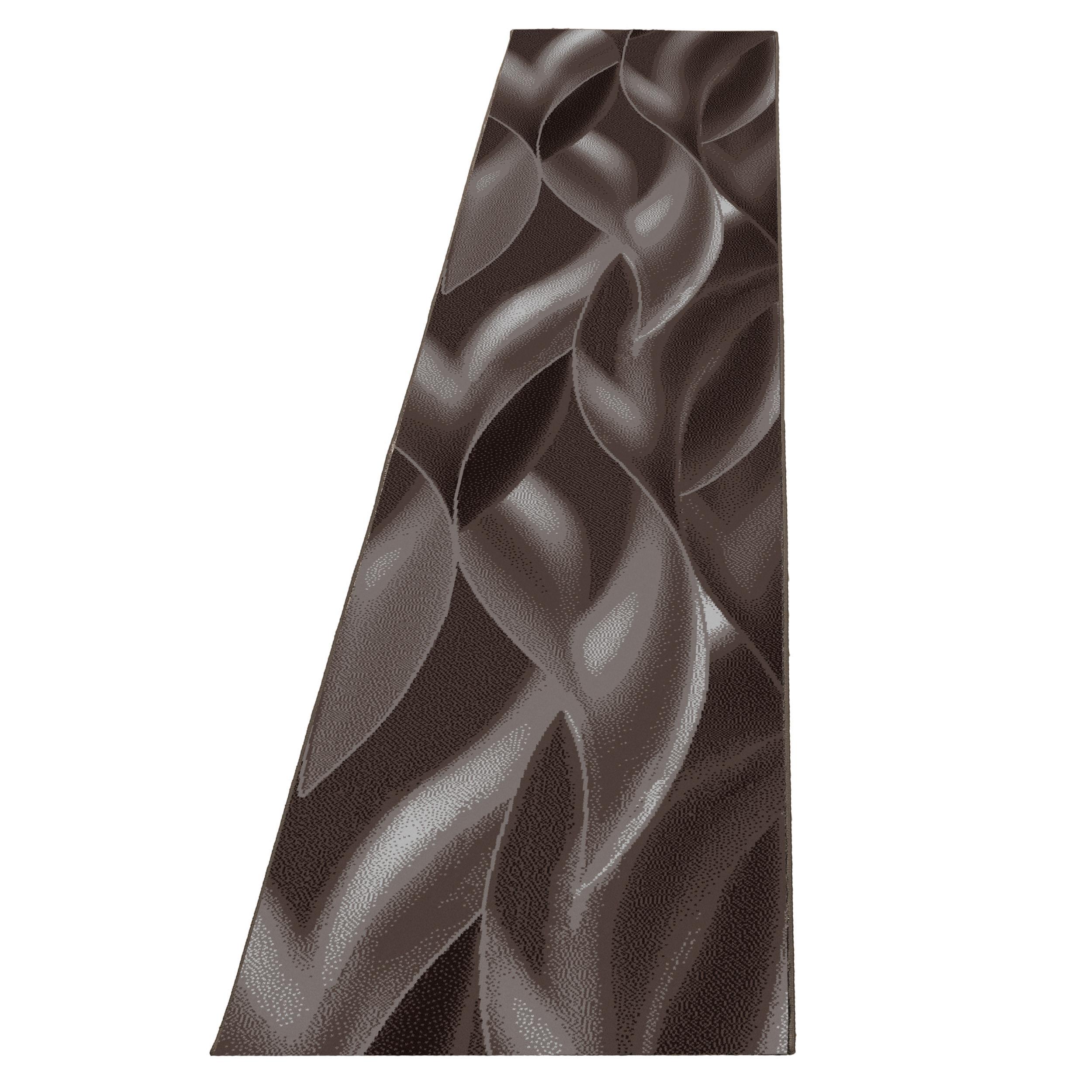 TEPPICH Kurzflor INN in Braun, mit abstraktem Wellenmuster, 80 x 300 cm - Braun, Textil (80/300cm) - KADIMA DESIGN