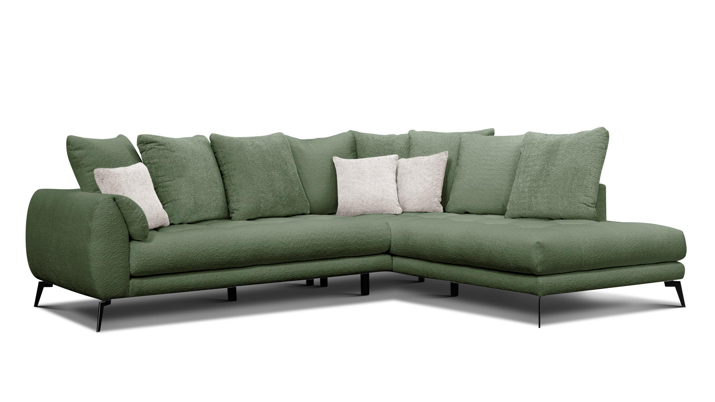 ECKSOFA CALME 5-Sitzer, olive - Schwarz/Olivgrün, Holz/Textil (294/229cm) - Wozimo