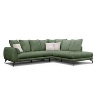 ECKSOFA CALME 5-Sitzer, olive - Schwarz/Olivgrün, Holz/Textil (294/229cm) - Wozimo