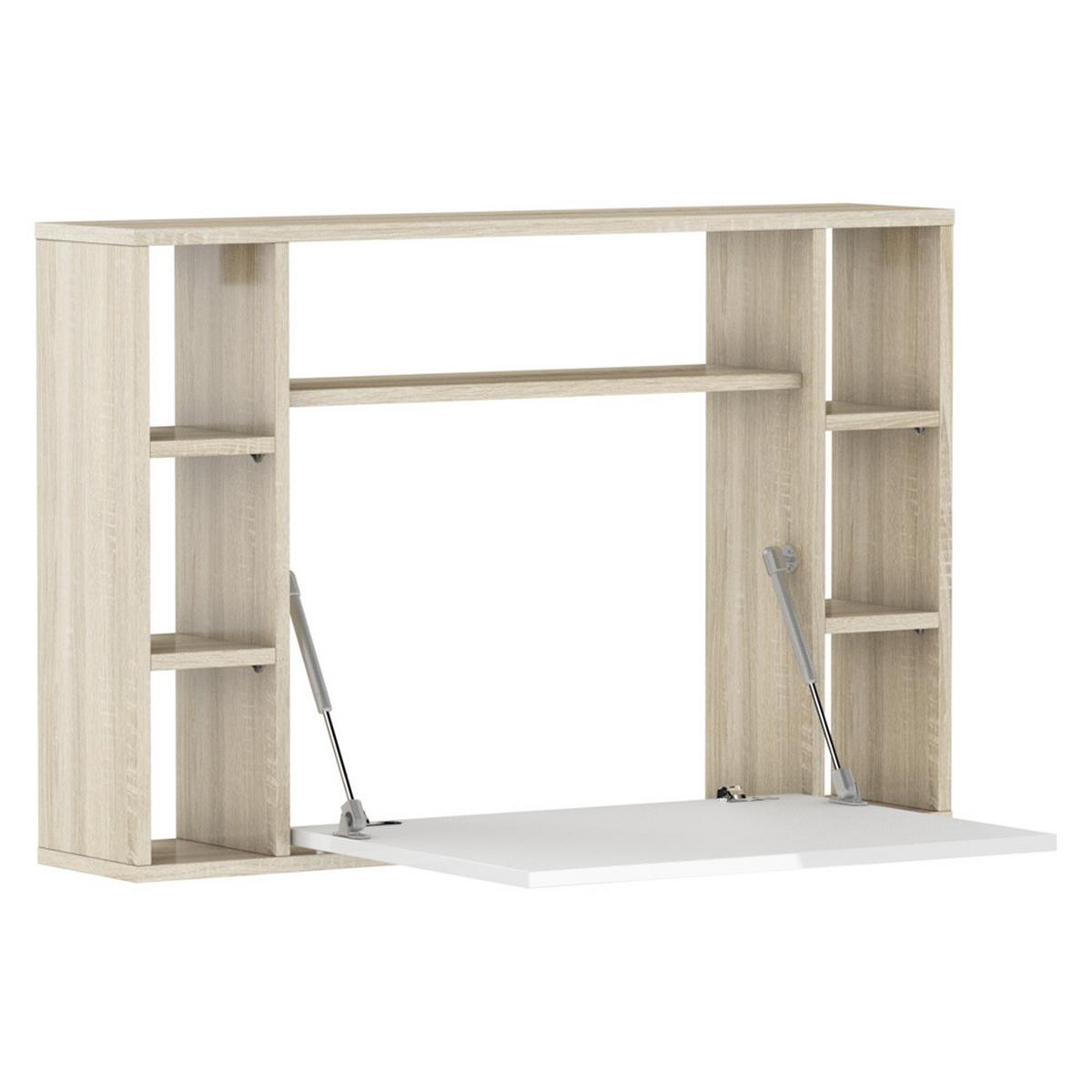 SCHREIBTISCH Sonoma Eiche, Weiß Hochglanz 94/62/62 - Weiß Hochglanz/Sonoma Eiche, Holzwerkstoff (90/50/62cm) - RAUMHIRSCH FURNITURE