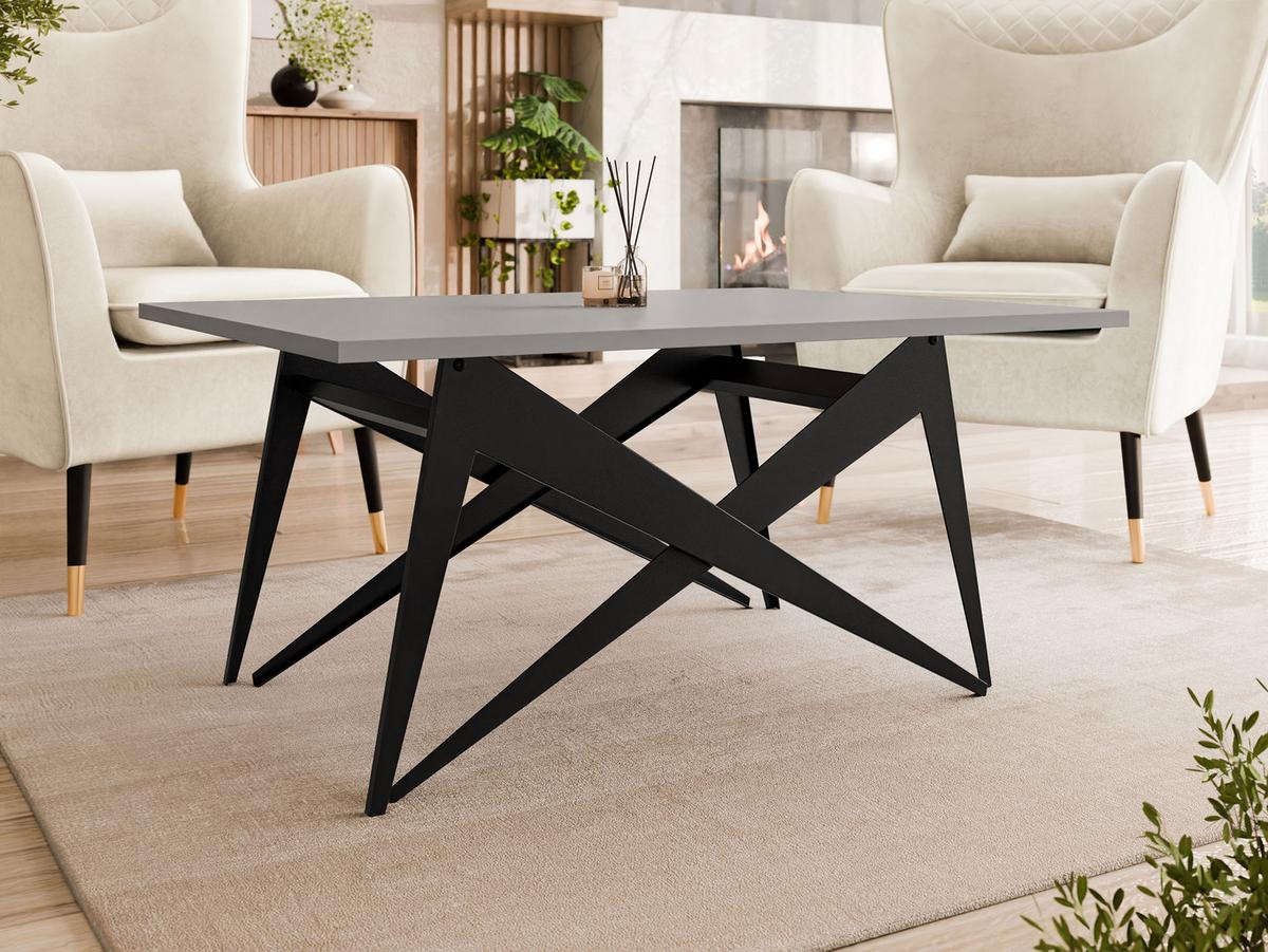 2-IN-1 COUCHTISCH UND ESSTISCH Xena - Hellgrau/Schwarz, Holzwerkstoff/Metall (70/90/45cm) - MIRJAN24