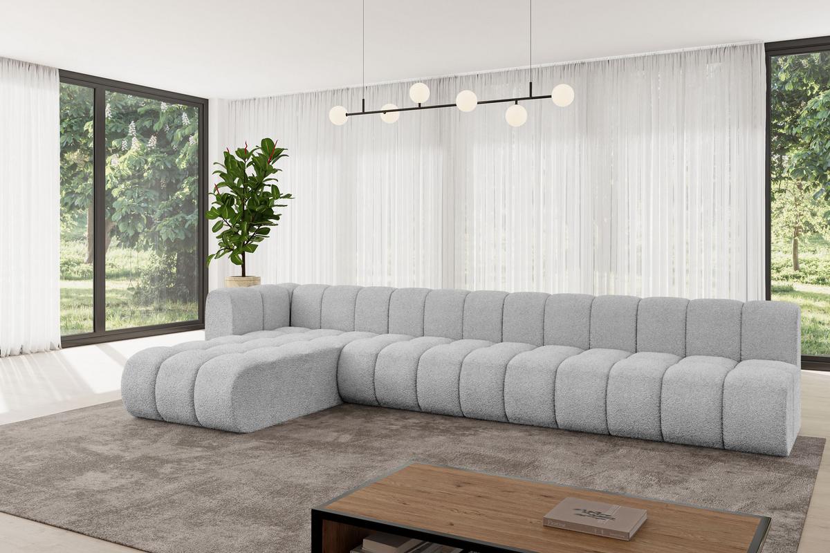 ECKSOFA modulares Sofa Darnel-L3 - 387x177x70 cm Hellgrau - Hellgrau, Holzwerkstoff/Textil (387/177cm) - ALTDECOR