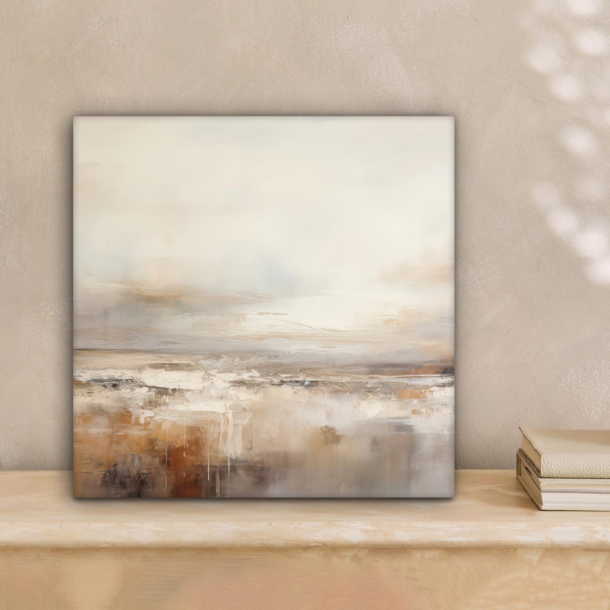 LEINWANDBILD Kunst - Industriell - Grau - Braun - Abstrakt Deko Wohnzimmer 20x20 cm - Sandfarben, Textil (20/20cm) - MuchoWow