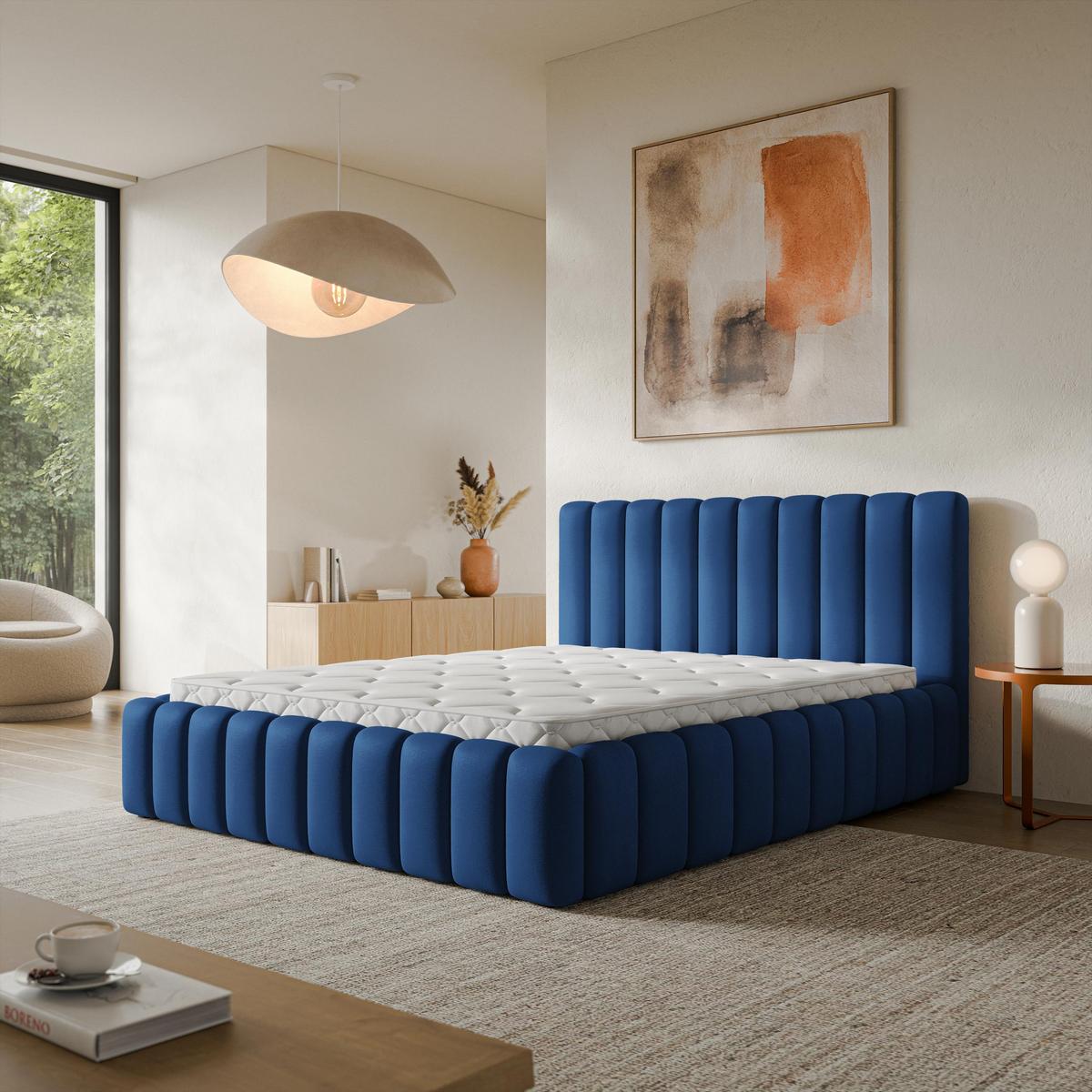 POLSTERBETT TEBA 120x200 cm mit Bettkästen - Blau - Blau, Holz/Textil (120/200cm) - MASSENO