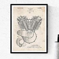 POSTER Harley-Motor Patent A3 Rahmenlos - Klar/Weiß, Papier (29.7/5/42cm) - Nacnic