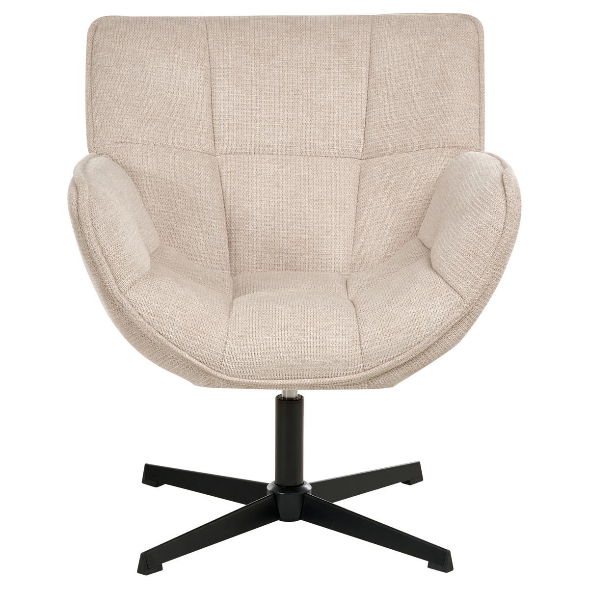 DREHSESSEL Stoff Hellbeige Auma - Beige/Schwarz, Textil/Metall (71/85/78cm) - Beliani