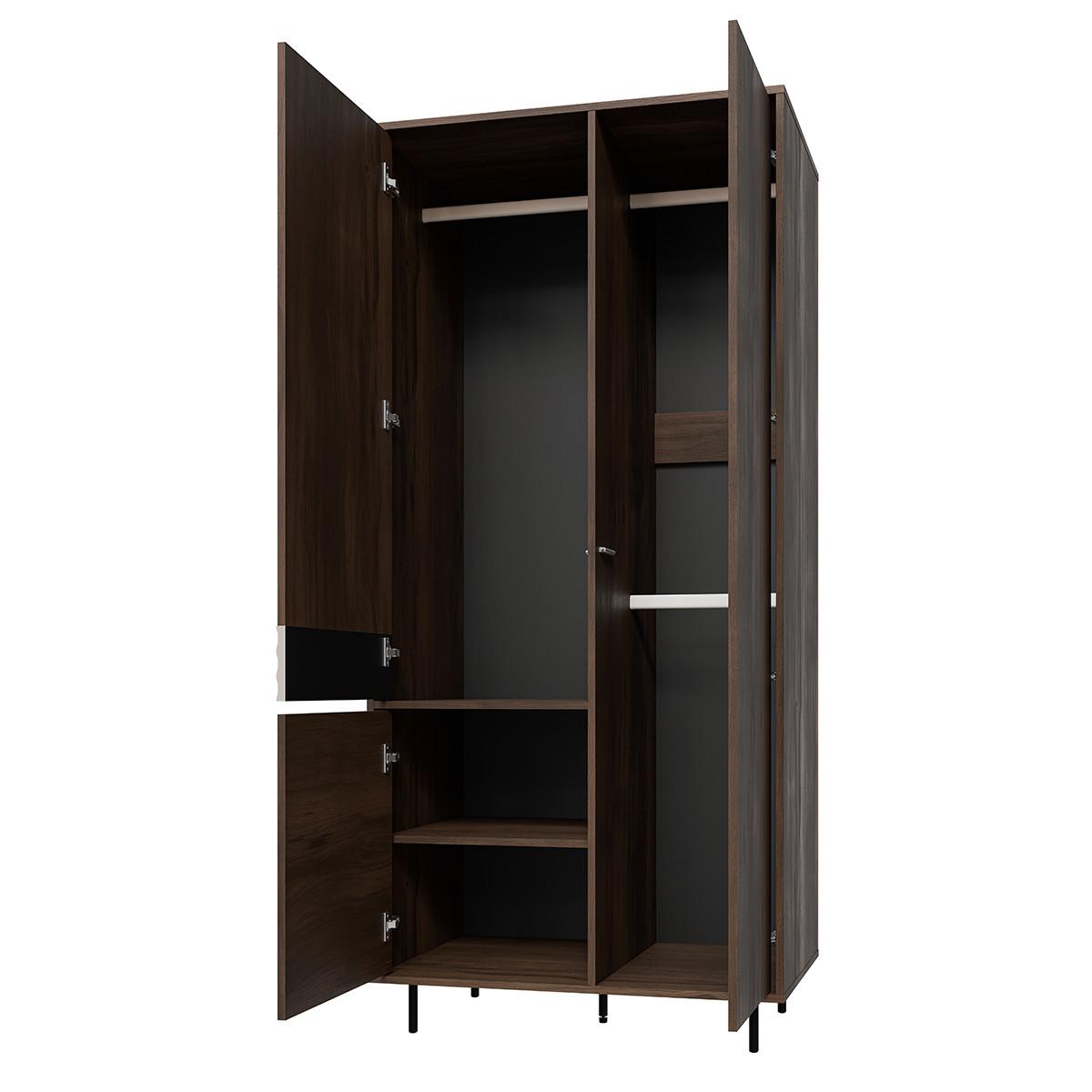SCHRANK 3 Türen Astra Dunkles Holz und Kaschmir - Beige, Holzwerkstoff (90/195/52cm) - Petits-meubles