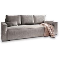 BETTSOFA MENI Hellgrau Kordstoff mit Schlaffunktion - Hellgrau, Textil (232/83/87cm) - MASSENO