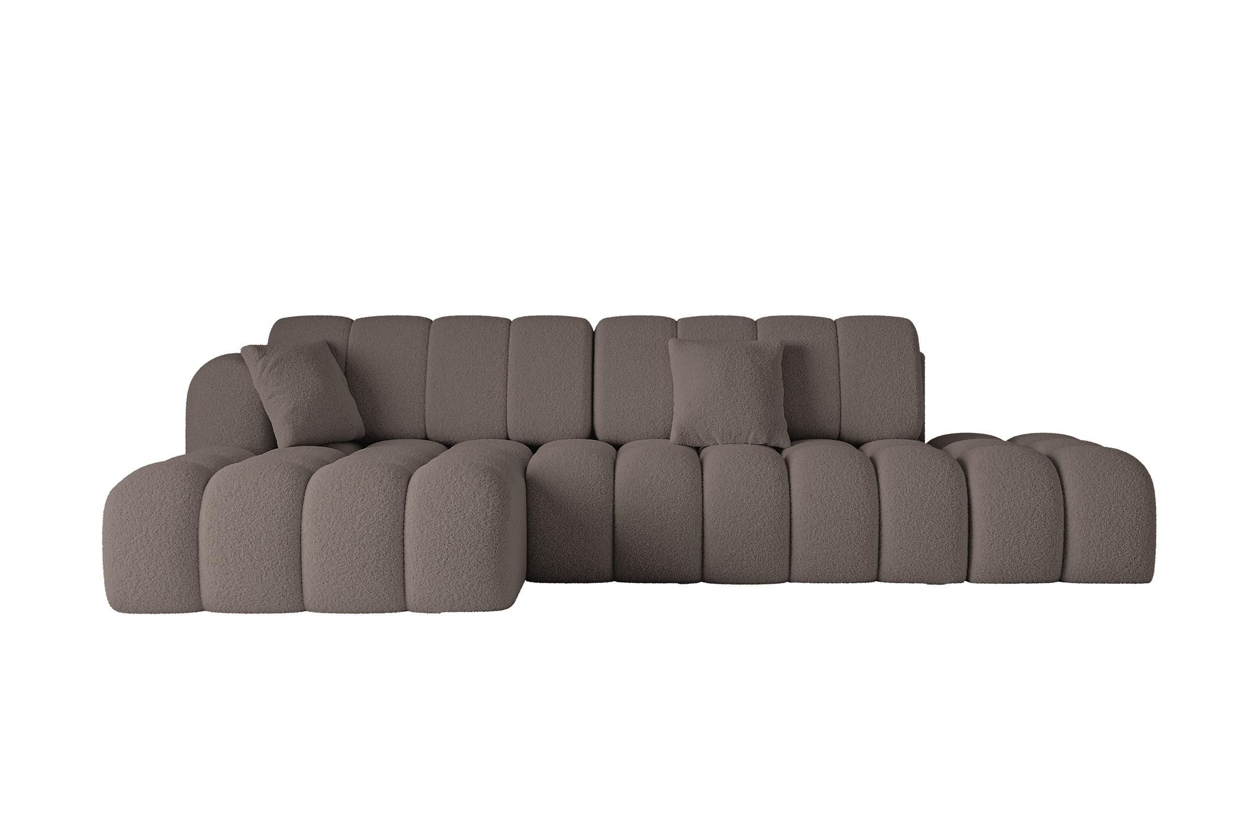 ECKSOFA mit Schlaffunktion Ottomane Links OLEA-L2 321x164x75 Braun Bouclé - Schwarz/Braun, Holzwerkstoff/Kunststoff (321/164cm) - ALTDECOR