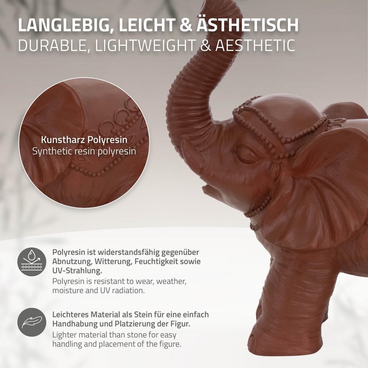 DEKO ELEFANT Figur Braun 36x19x39 cm aus Kunststoff - Braun, Keramik (19/39/36cm) - ML-DESIGN