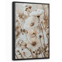 LEINWAND Bilder mit Rahmen - Blumen - Winter - Weiß - Schnee - Beige - 20x30 - Creme, Textil (20/30cm) - MuchoWow