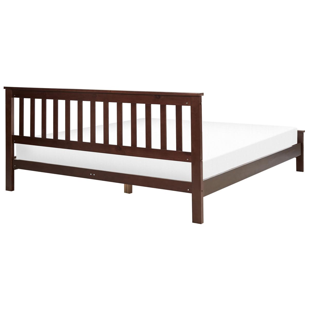 HOLZBETT 180/200cm Dunkler Holzfarbton Mayenne - Dunkelbraun, Holz (180/200cm) - Beliani