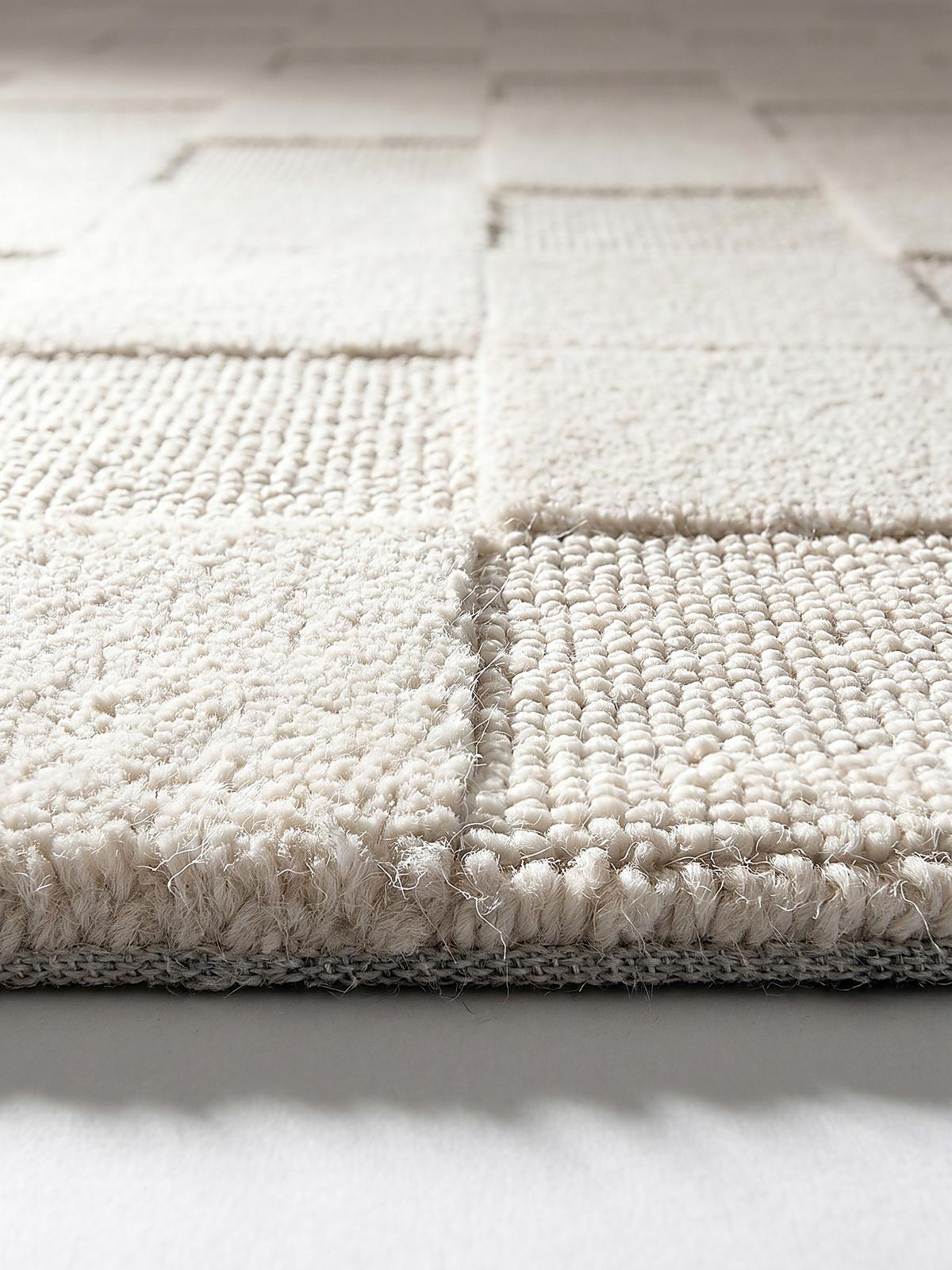 TEPPICH aus Wolle DEBEN in Elfenbein, mit Schachbrettmuster, 200 x 290 cm - Beige, Textil (200/290cm) - KADIMA DESIGN