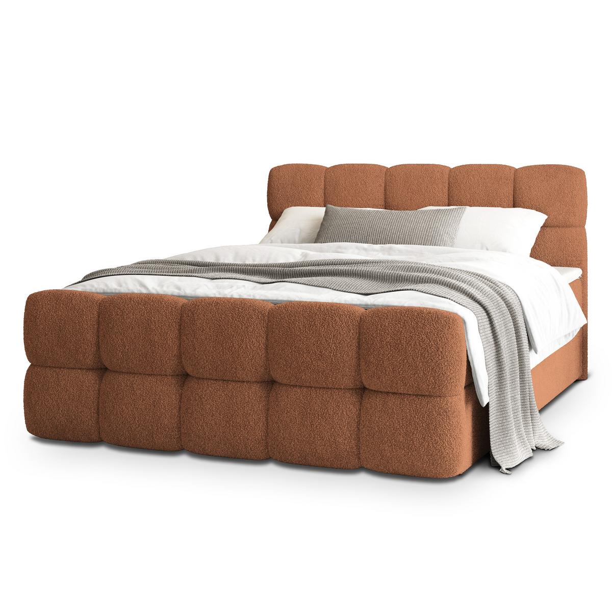 BOXBETT BRUME 140x200 cm mit Matratze und Topper, H2+H3 - Kupferfarben - Kupferfarben, Holz (140/200cm) - MASSENO