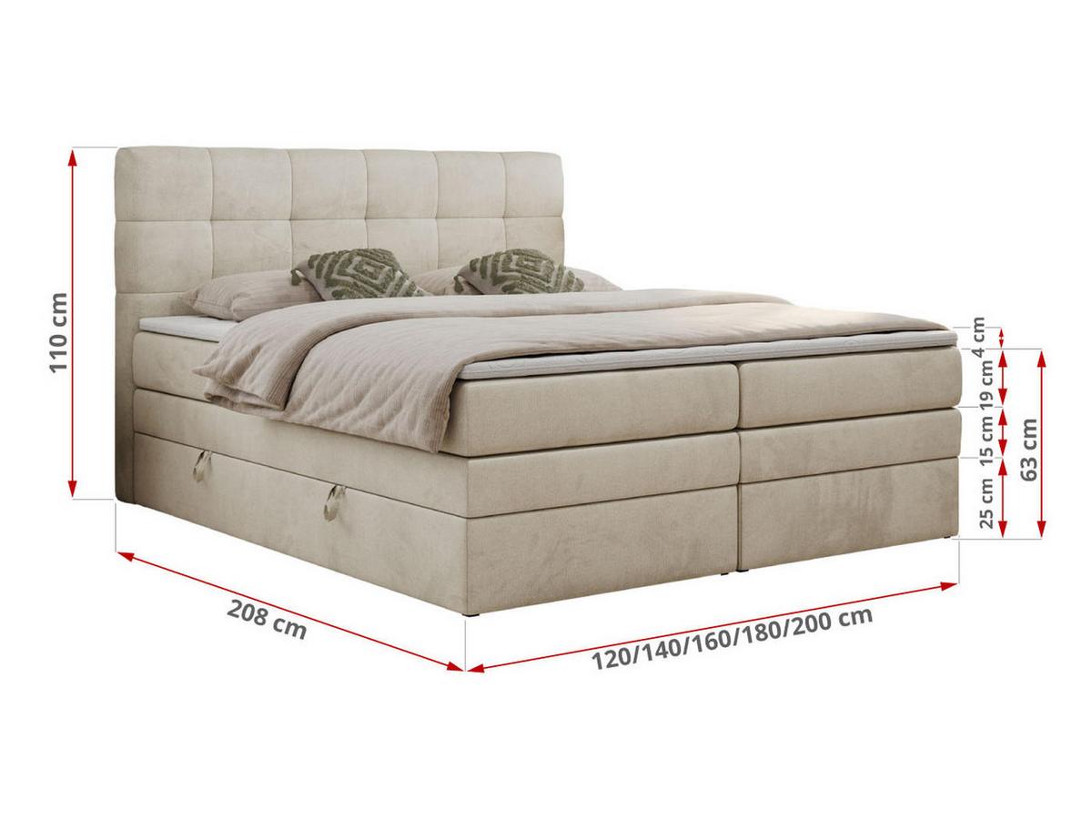 BOXSPRINGBETT LUKA KING 180/200 Beige Velvet - H3 - Beige, Holz/Textil (180/200cm) - MKS