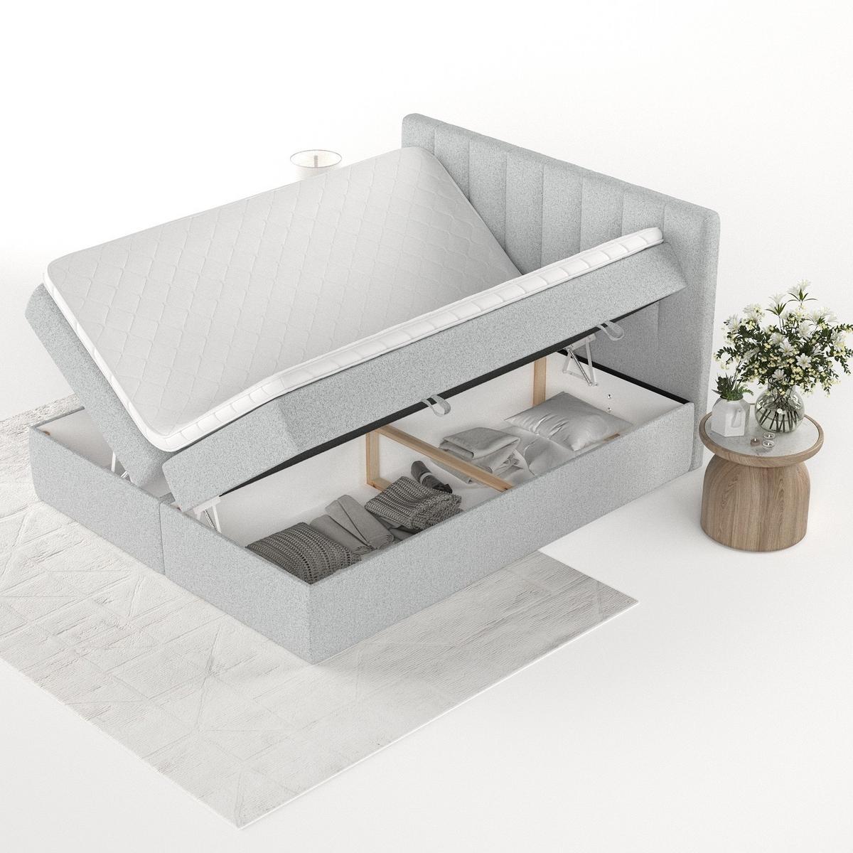 BOXBETT Bari 140/200 cm Hellgrau im Riva Stoff - Hellgrau, Holz/Holzwerkstoff (140/200cm) - AltaBeds