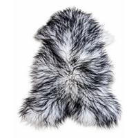 LAMMFELL Island Langhaar natur lockig weich Premium Schwarz geflammt ca. 115 cm - Schwarz Hochglanz, Fell (65/115cm) - Provellus