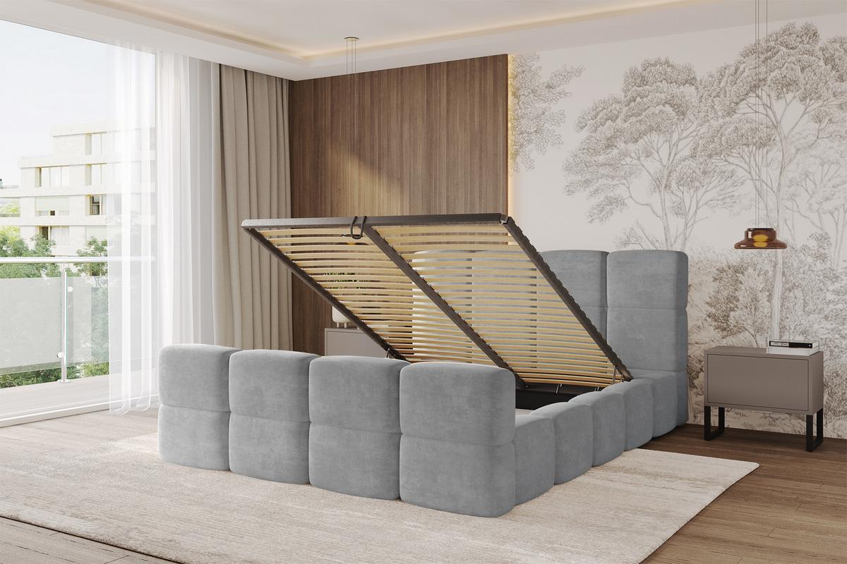 POLSTERBETT mit Bettkasten und Lattenrost, Bett mit Matratze H3/H4, Kopfteil, Boxbett, Doppelbett mit Stauraum - NATA-Z 120x200 Grau - Anthrazit, Holzwerkstoff/Textil (120/200cm) - ALTDECOR