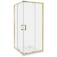 DUSCHKABINE 90/90/185 cm Gold Tela - Transparent/Goldfarben, Glas (90/90/185cm) - Beliani
