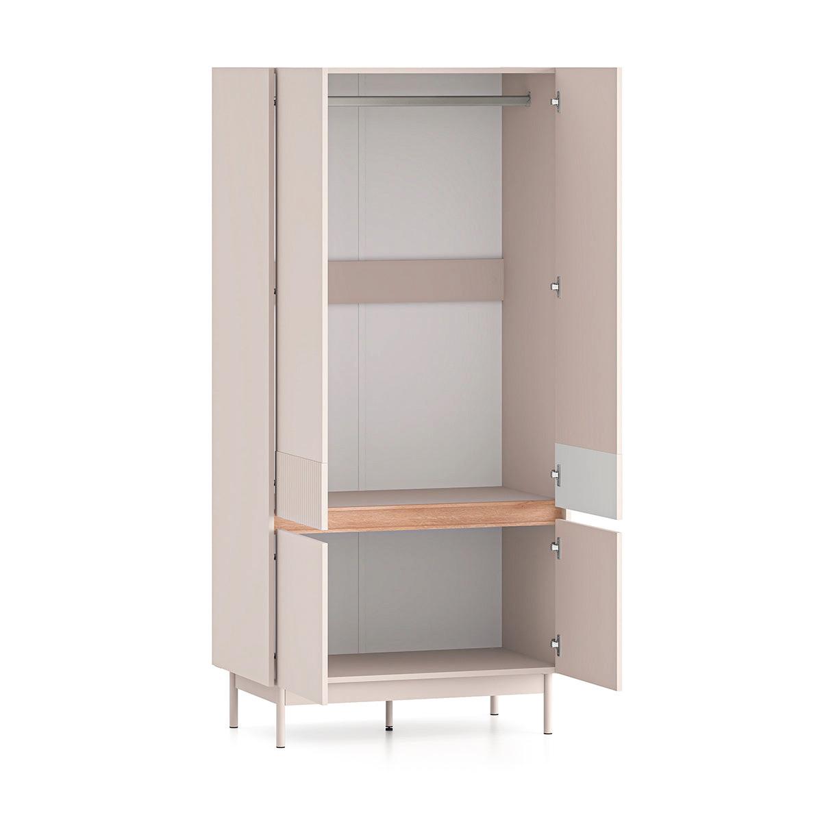 KLEIDERSCHRANK 4 Türen Connie Kaschmir und Holz - Kaschmir, Holzwerkstoff (91.9/192.8/53cm) - Petits-meubles
