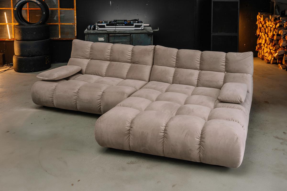 ECKSOFA VIVIEN Braun Velvet - Schwarz/Braun, Kunststoff/Textil (290/178cm) - KAWOLA