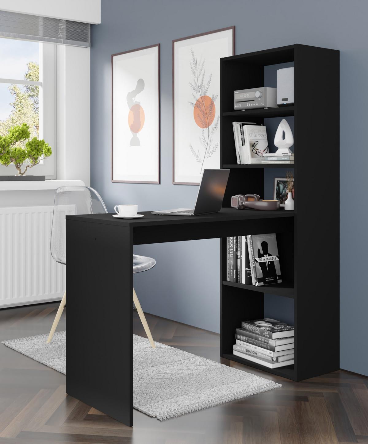 SCHREIBTISCH Schwarz 50/150/120 - Schwarz, Holzwerkstoff (90/50/150cm) - RAUMHIRSCH FURNITURE