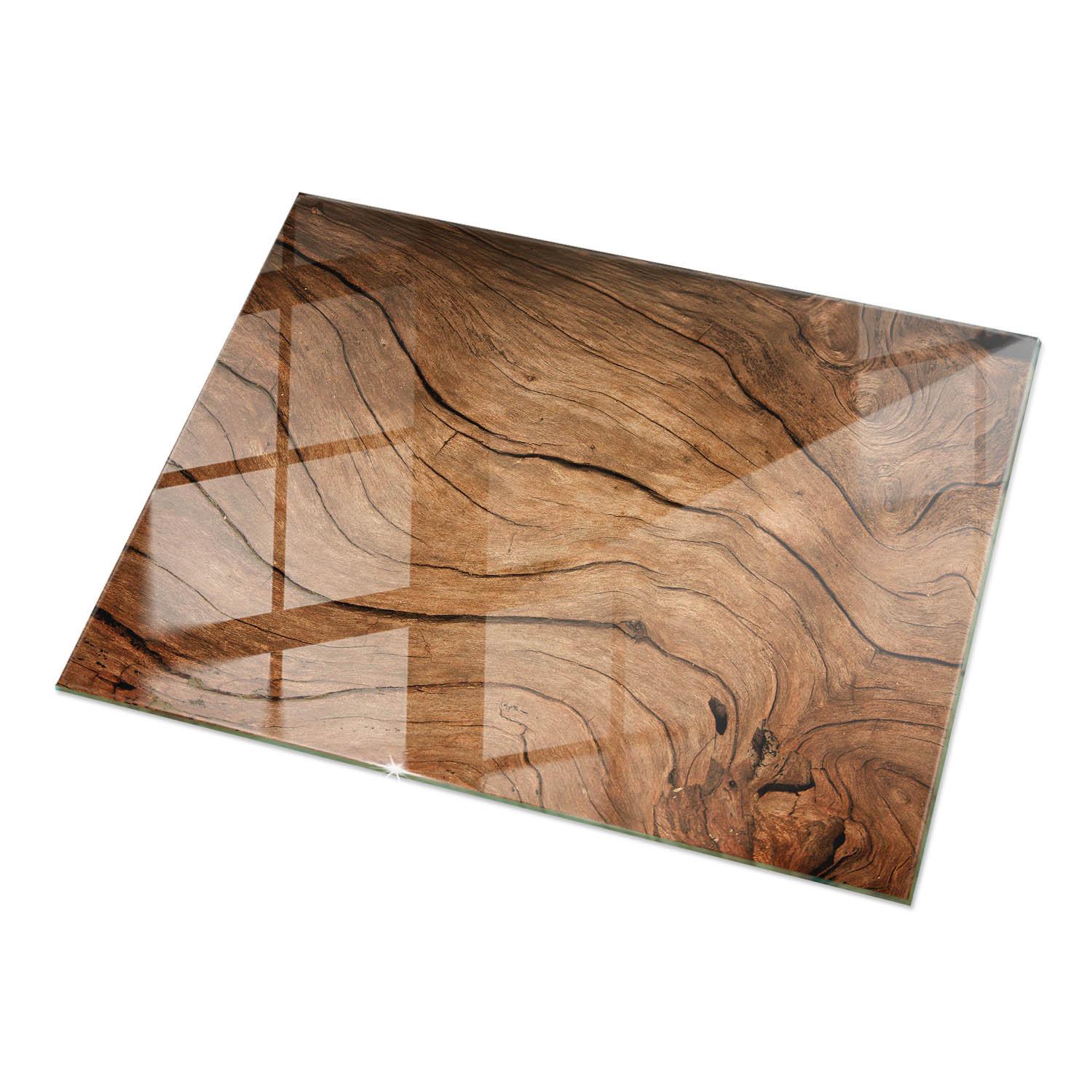 TISCHPLATTE 120x80 cm Natürliche Holzmaserung - Braun, Glas (0.4/120/80cm) - TULUP