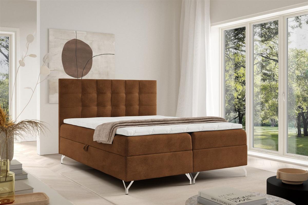 BOXBETT Candela Pre..überlänge - Braun, Holzwerkstoff/Textil (120/220cm) - Fun Möbel