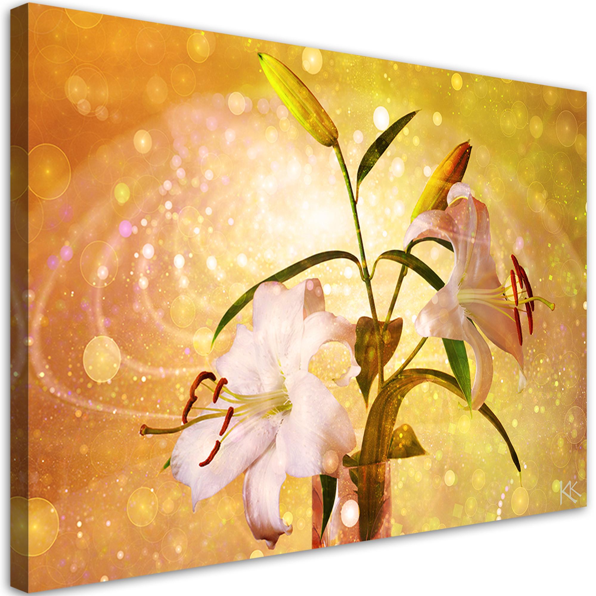 WANDBILD lilienblüte auf gelben hintergrund - Gelb, Textil (60/40cm) - Feeby