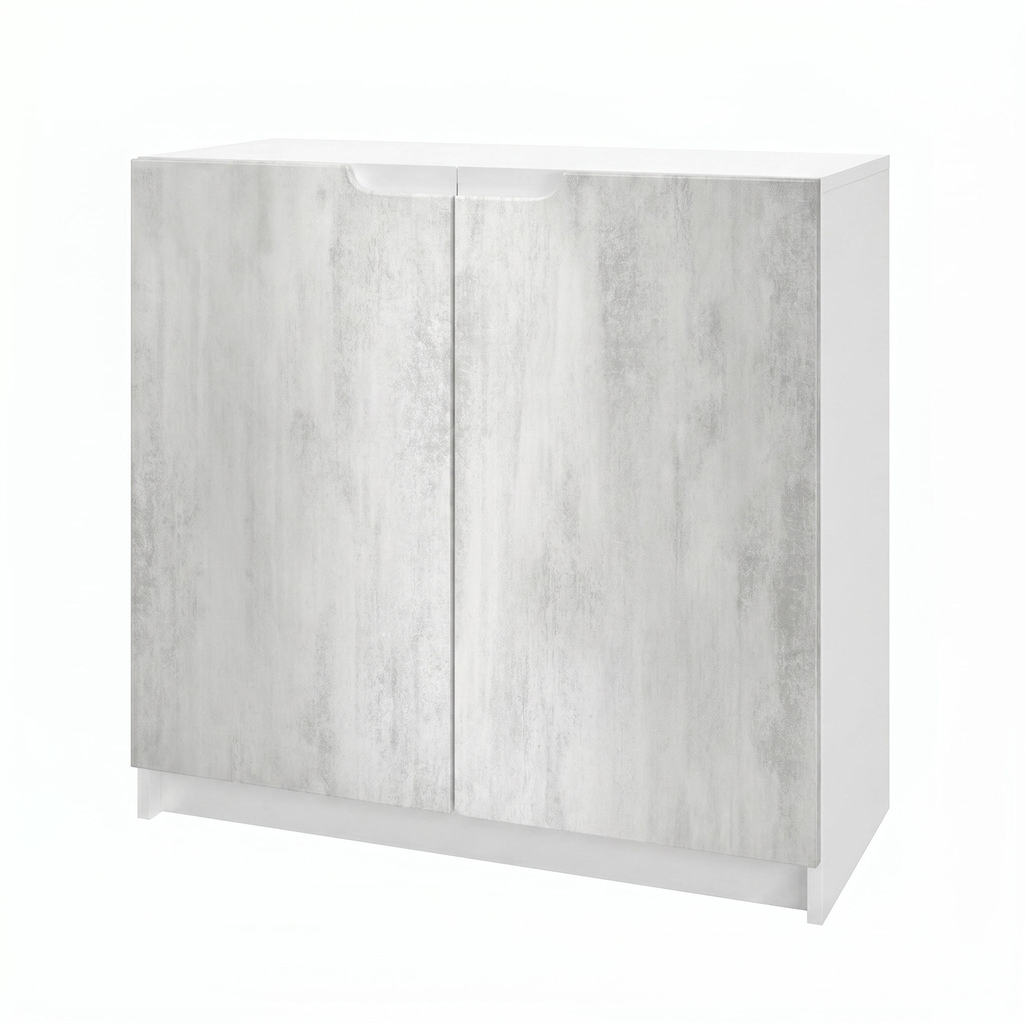 KOMMODE Logan Fronten in Beton Oxid Optik - Hellgrau, Holzwerkstoff (82/78/37cm) - Vladon