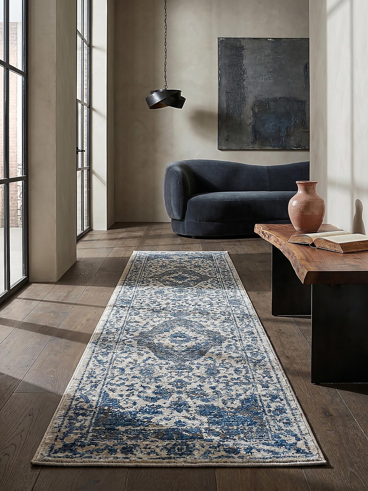 TEPPICH ADUR, orientalisch mit Medaillon, Blau, 60 x 230 cm - Blau, Textil (230/60cm) - KADIMA DESIGN