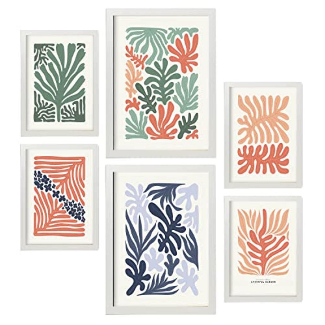 POSTER Set Mit 6 Minimalistischen In Pastellfarben Pflanzenmuster Drucke Von Landschaften Und Natur Für Innenarchitektur A3 & A4 Weißer Rahmen - Weiß, Papier (29/3cm) - Nacnic