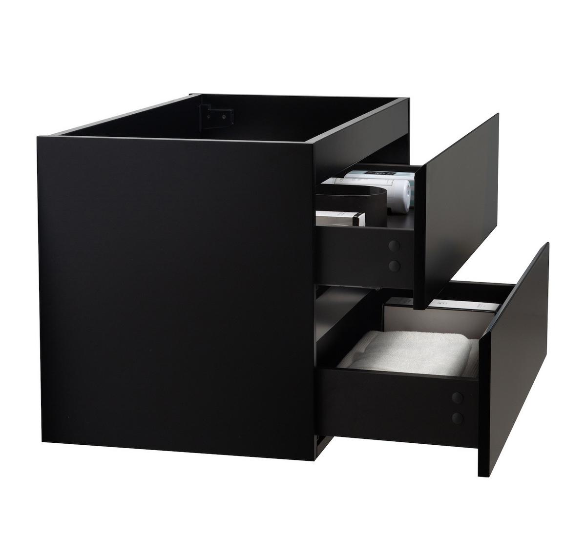 WASCHBECKENUNTERSCHRANK Angela 2 Schubladen Schwarz Matt - 80 x 48 x 50 cm - Schwarz, Holz (80/50/48cm) - Badplaats
