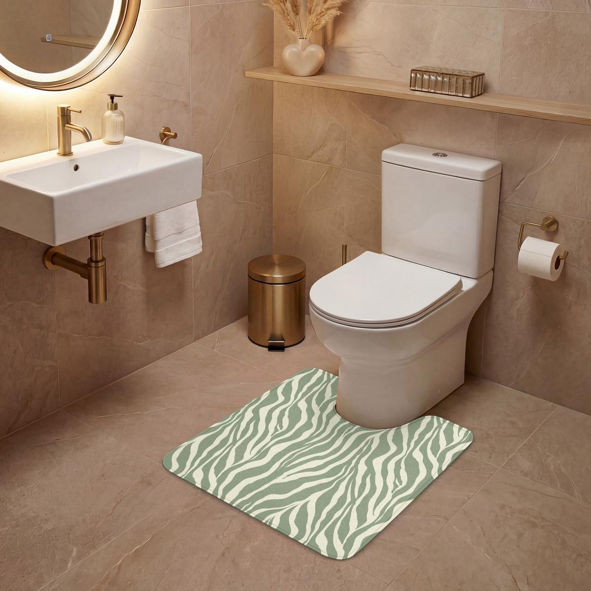WC-VORLEGER Zebra - Motiv - Grün Toilettenvorleger 55x60 cm - Salbeigrün, Textil (55/1cm) - OnlyWow