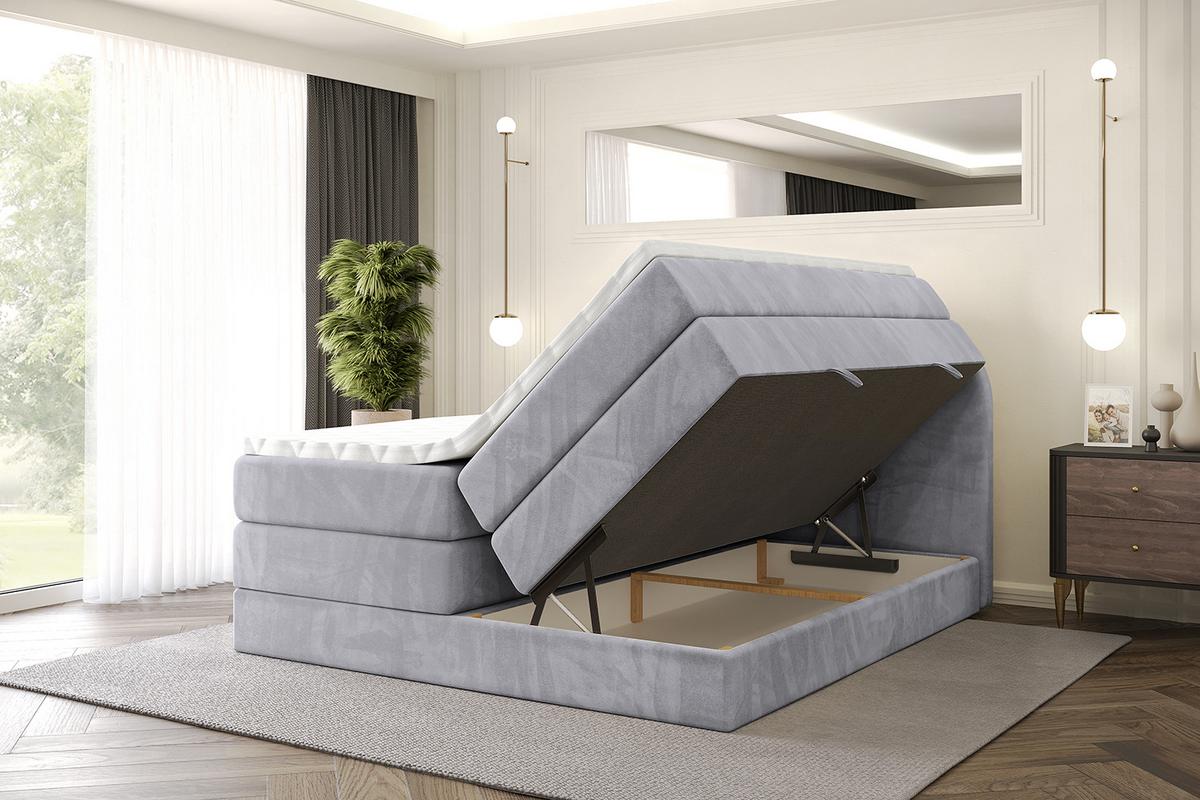 BOXSPRINGBETT mit Matratze und Lattenrost - NOX KING-120x200 - Grau Monolith - Grau, Holzwerkstoff (120/200cm) - ALTDECOR