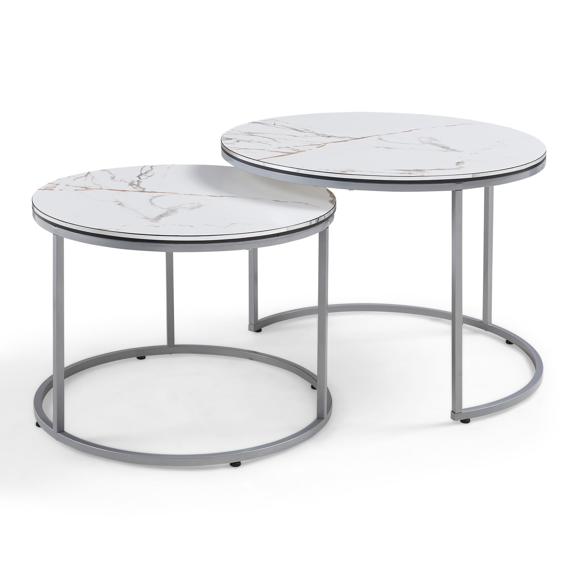 COUCHTISCH SET Skagen 2-teilig 70/70/50 - Weiß, Holzwerkstoff (70/70/50cm) - [en.casa]