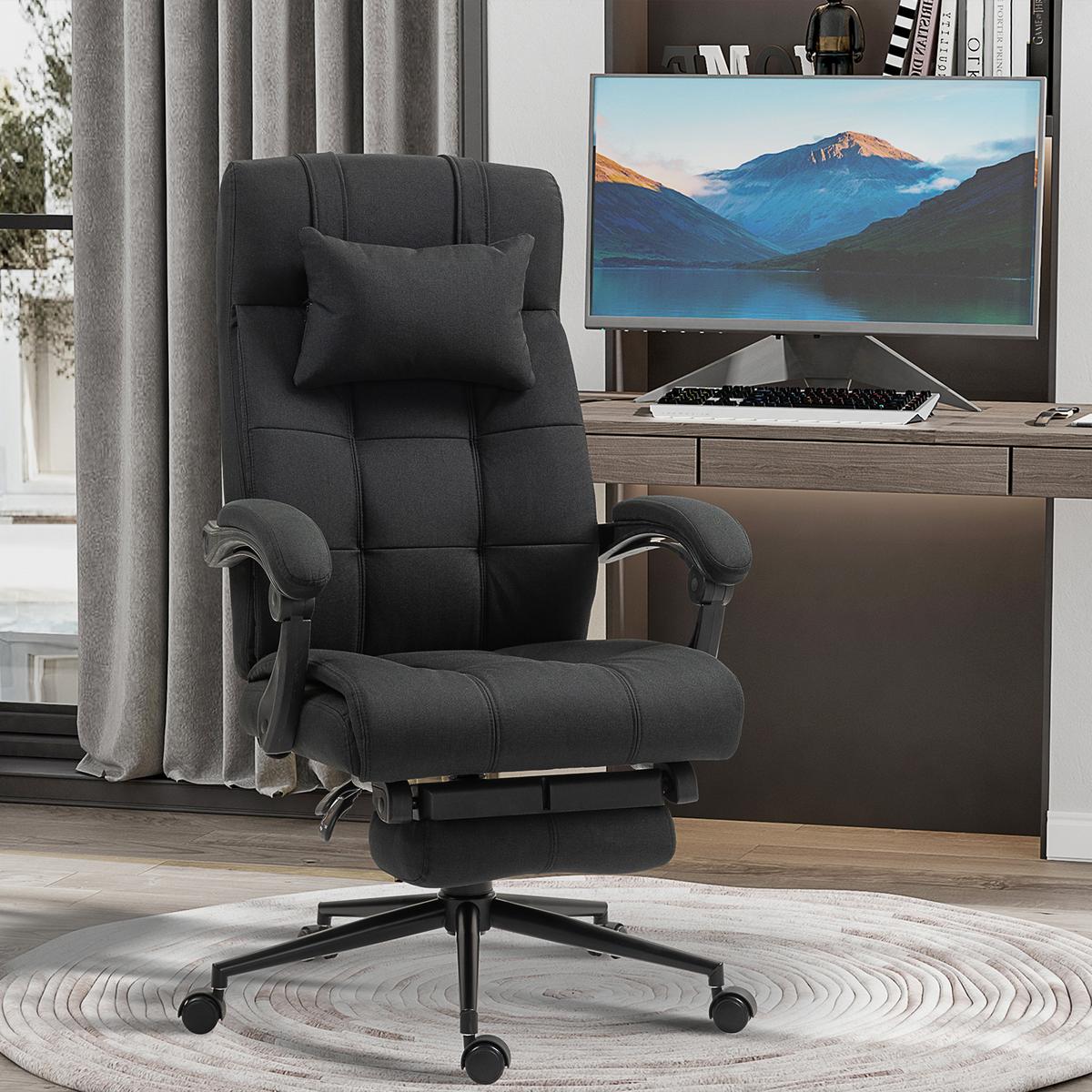 BÜROSTUHL Drehstuhl Höhenverstellbar Schreibtischstuhl mit Fußstütze Schwarz - Schwarz, Kunststoff (66/120/76cm) - Vinsetto