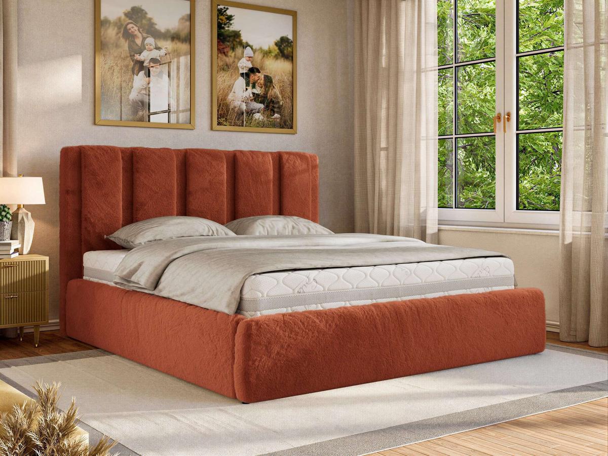 POLSTERBETT SAVINO CLASSIC 180/200 - Orange Plüsch - Multipocket-Matratze - Orange, Textil (180/200cm) - MKS