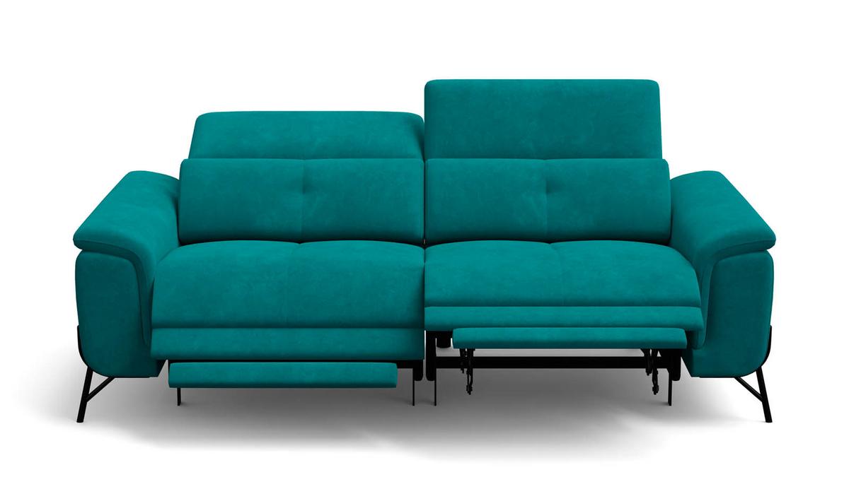SOFA RELAX AVENA 3-Sitzer, dunkelgrüner Veloursstoff - Dunkelgrün/Schwarz, Holz/Textil (204/80/108cm) - Courtois Laville