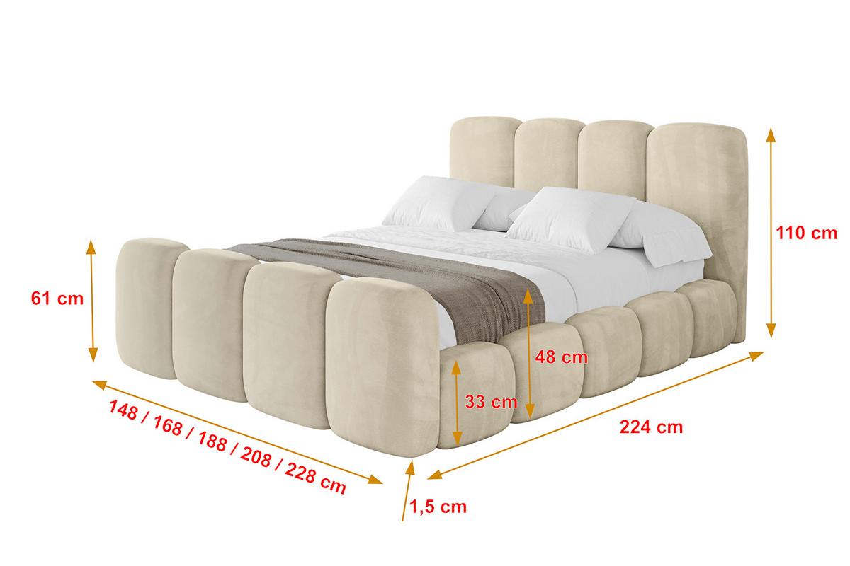 POLSTERBETT mit Bettkasten, Fußteil und Lattenrost, Boxbett ohne Matratze - KALA-Z 120x200 Beige - Ecru, Holzwerkstoff/Textil (120/200cm) - ALTDECOR