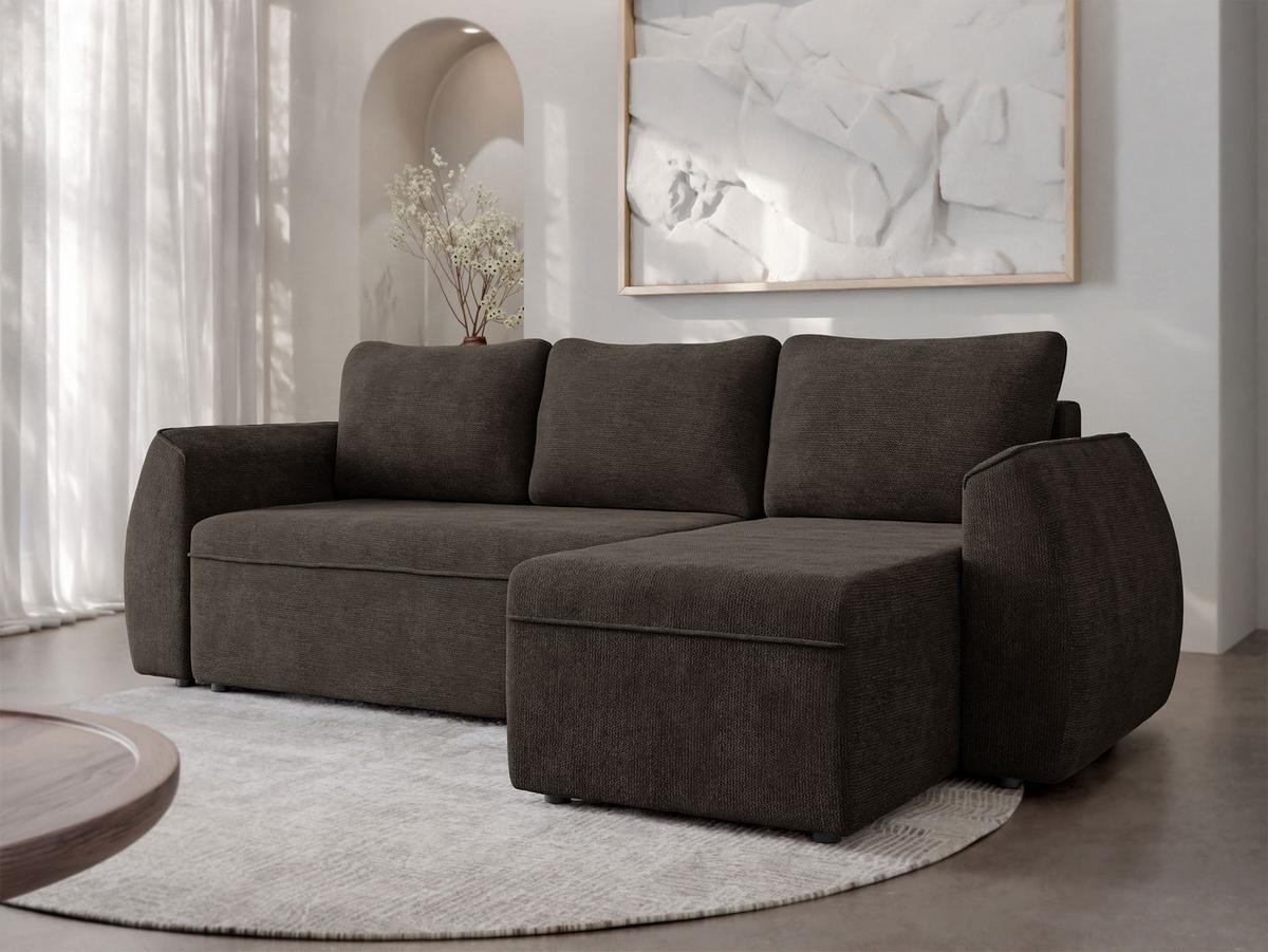 ECKSCHLAFSOFA Darlan - Dunkelbraun/Schwarz, Holz/Kunststoff (245/143cm) - MIRJAN24