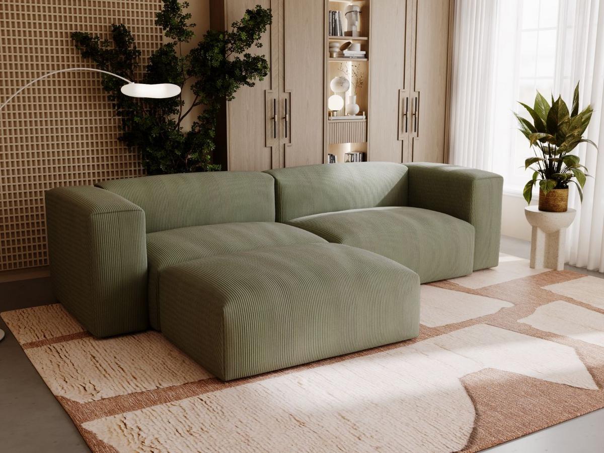 ECKSOFA Landi Grün Links - Schwarz/Grün, Kunststoff/Textil (180/240cm) - Graingold