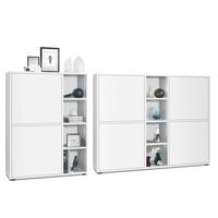 WOHNZIMMERSET Miami Weiß matt - Weiß, Holzwerkstoff (214.5/105.5/35.5cm) - Vladon