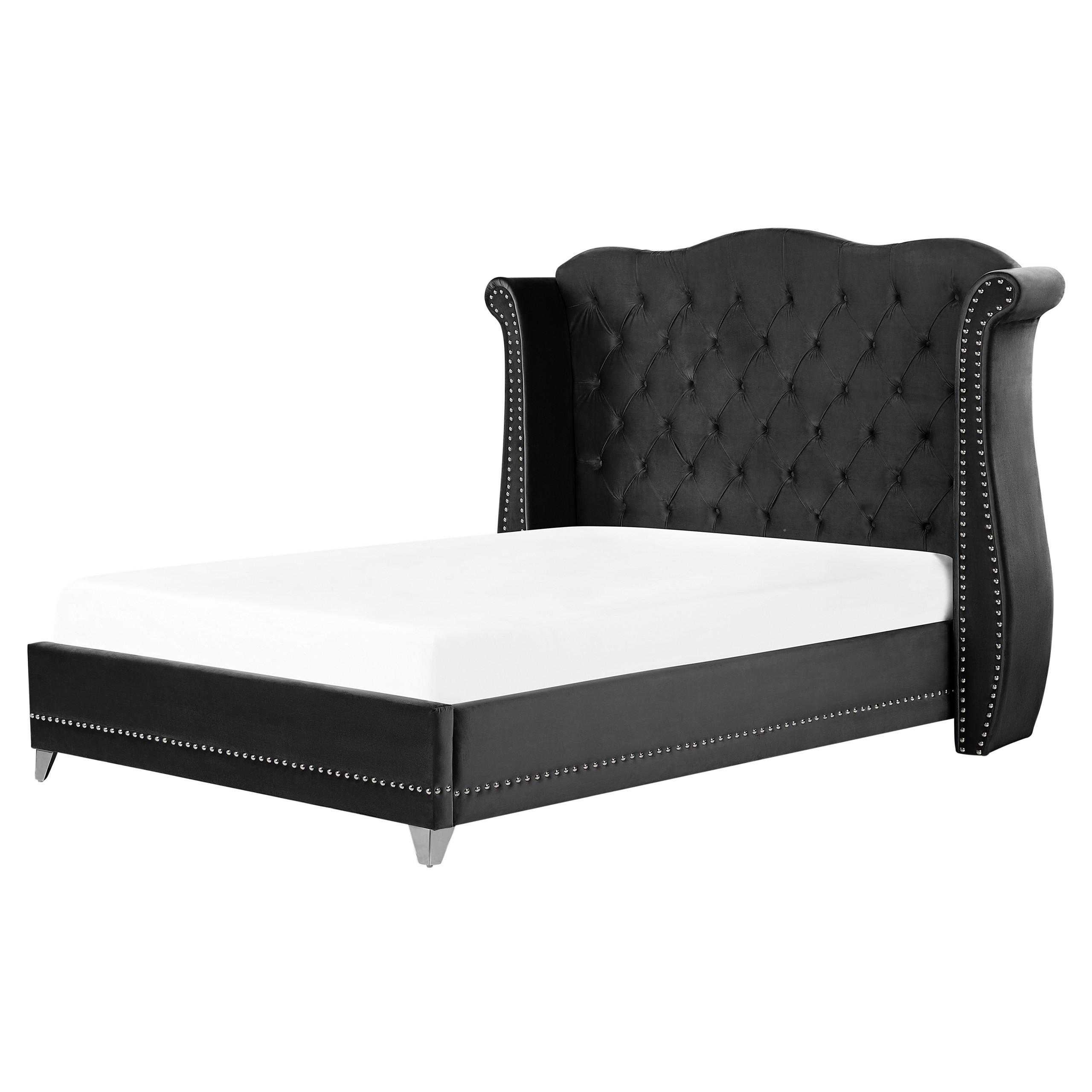 POLSTERBETT 160/200cm Schwarz Ayette - Schwarz, Textil (160/200cm) - Beliani