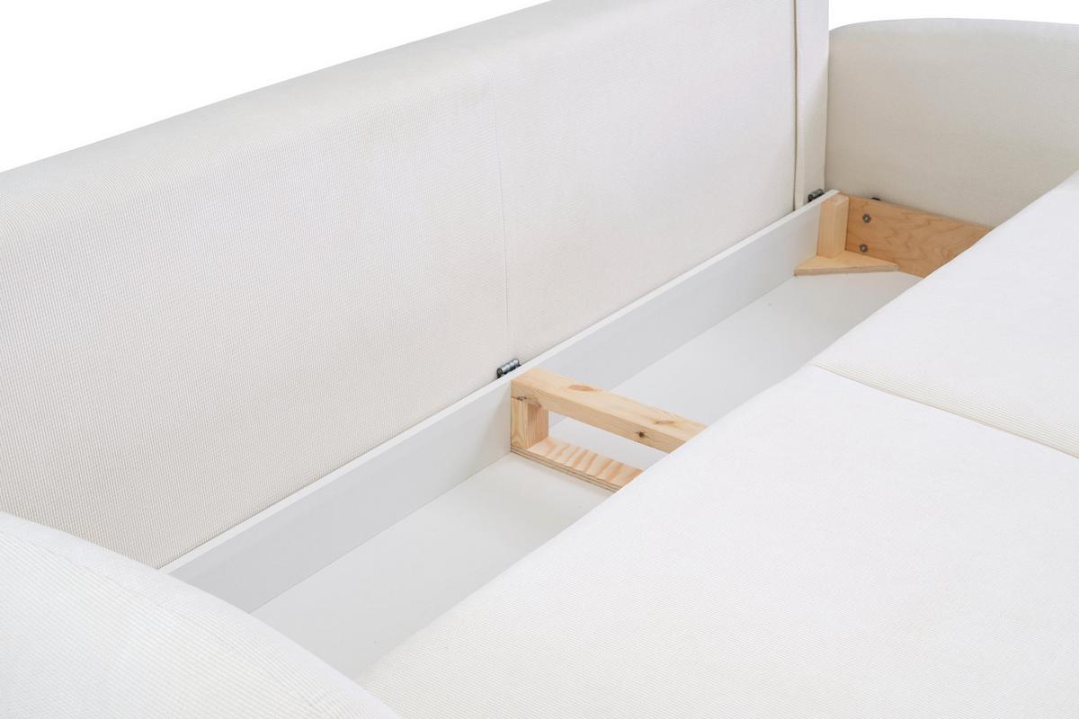 BETTSOFA AGIO Creme Velours-Stoff mit Schlaffunktion - Creme, Holz (232/95/109cm) - MASSENO
