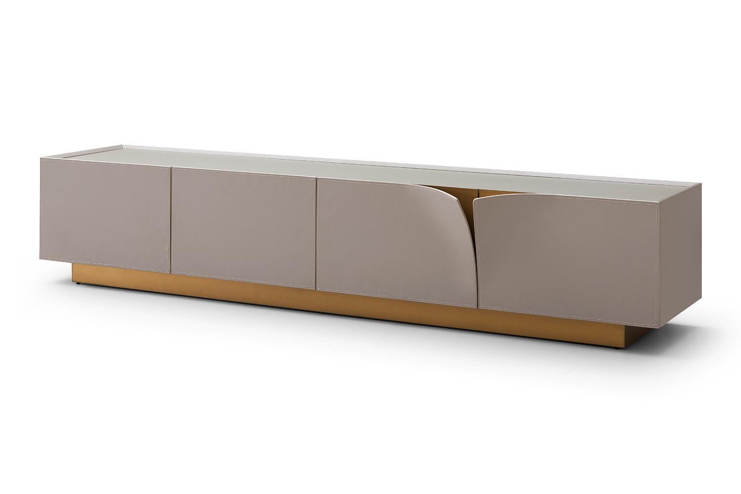 LOWBOARD EMMA Grau Holz - Messingfarben/Braun, Holz/Metall (200/42/42cm) - KAWOLA