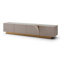 LOWBOARD EMMA Grau Holz - Messingfarben/Braun, Holz/Metall (200/42/42cm) - KAWOLA