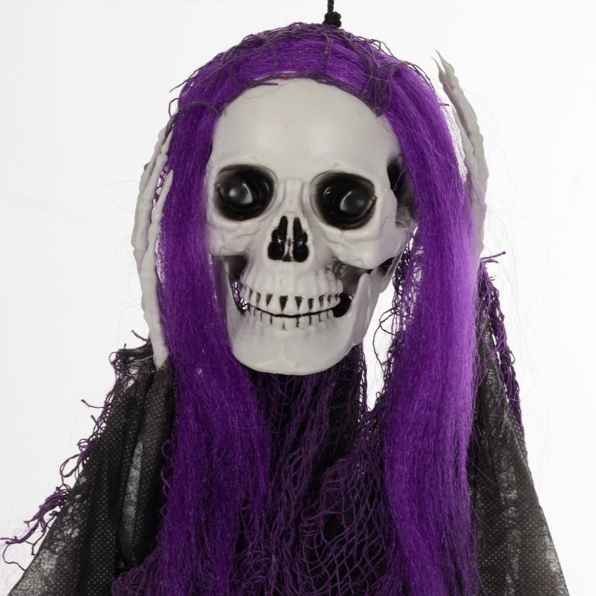 HALLOWEEN DECORATIONS 90/110/200cm Hängendes Skelett mit verstellbare Arme - Multicolor, Kunststoff (17/200/60cm) - HOMCOM