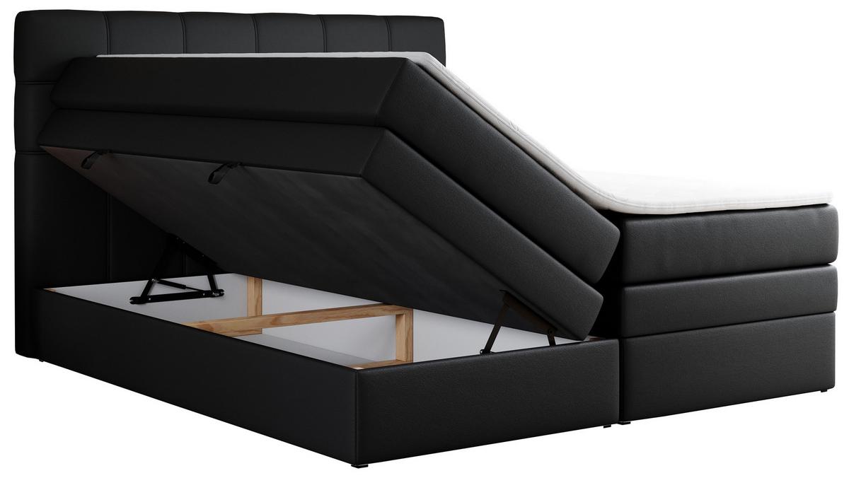 BOXSPRINGBETT ERNI KING 140/200 Schwarz Kunstleder - H4 - Schwarz, Holz/Textil (140/200cm) - MKS